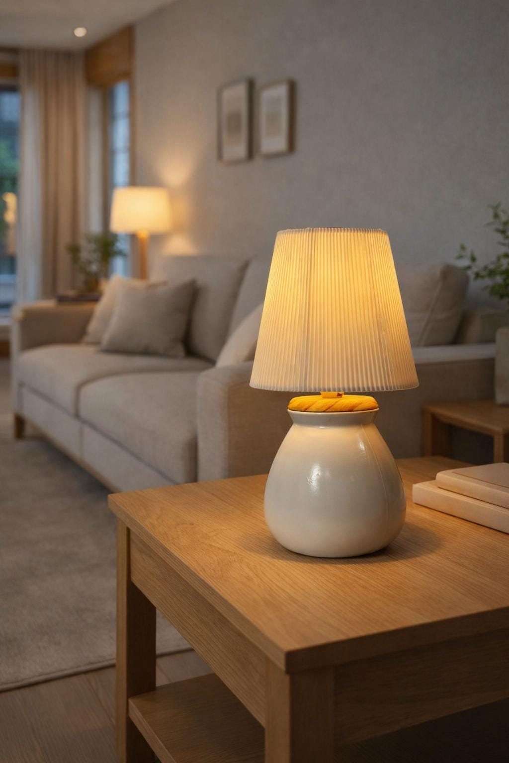 Small white ceramic table lamp