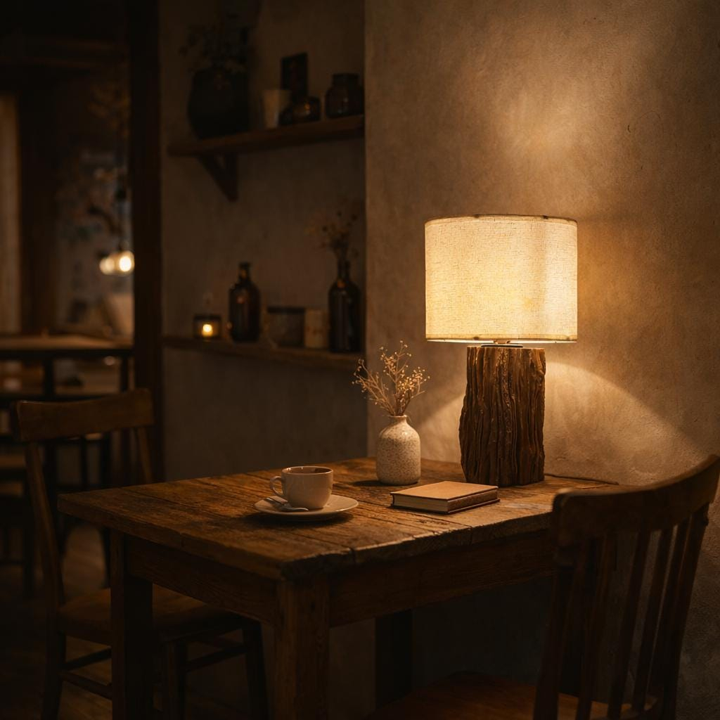 Natural rustic wooden table lamp